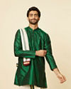 Dark Green and Cream Zari Traditional South Indian Dhoti Set image number 0